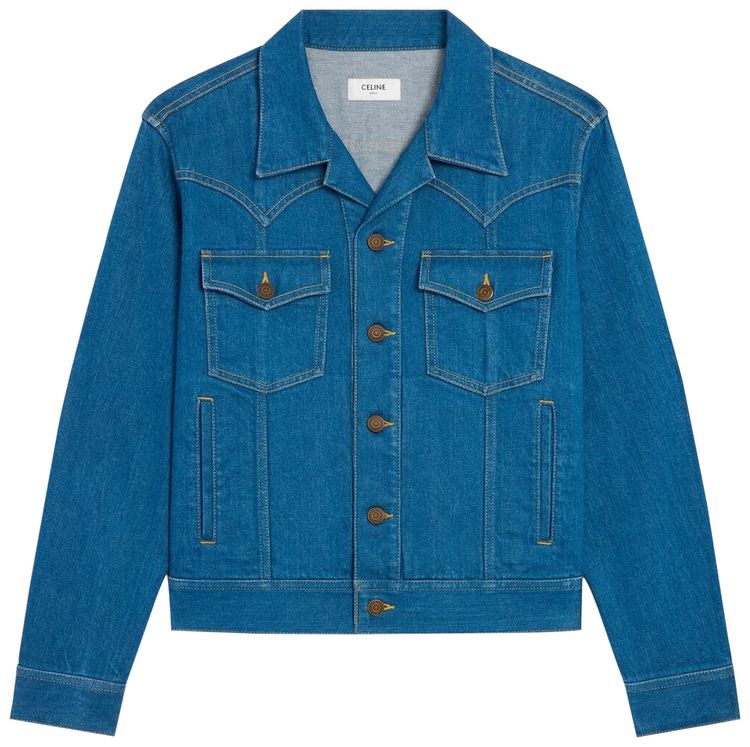 CELINE Trucker Jacket Western Blue Light Stone Wash