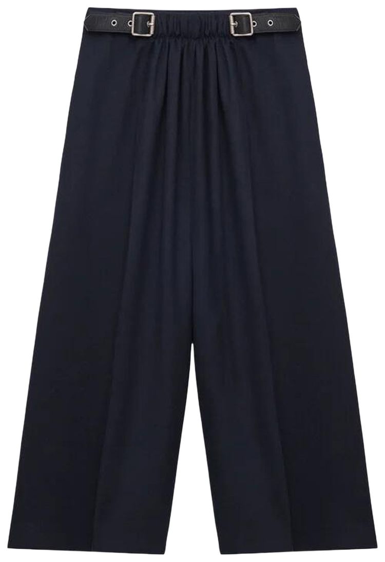 Loewe Cropped Belted Trousers Navy Blue