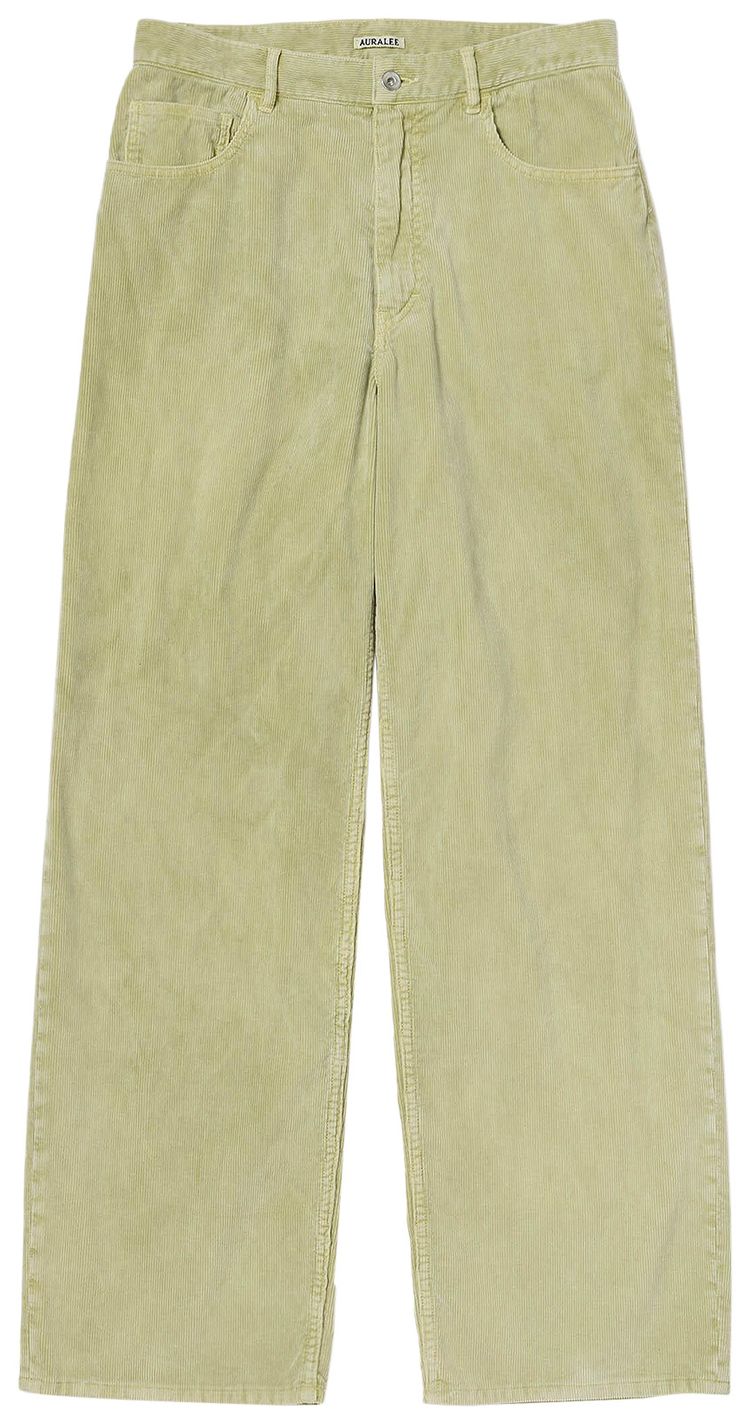 Auralee Pigment Dyed Finx Corduroy Wide 5P Pants Dusty Lime