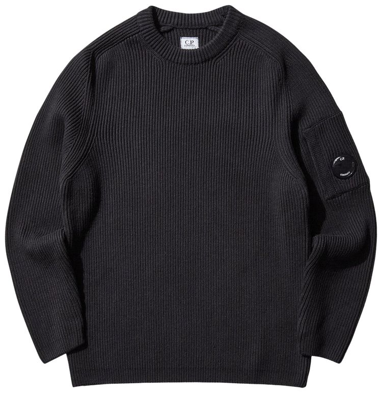 CP Company Knitwear Crew Neck In Full Rib Black