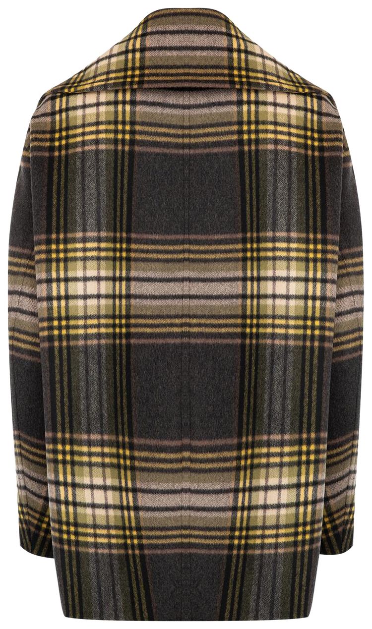 Saint Laurent Manteau Carreaux Automne Noir Jaune Vert