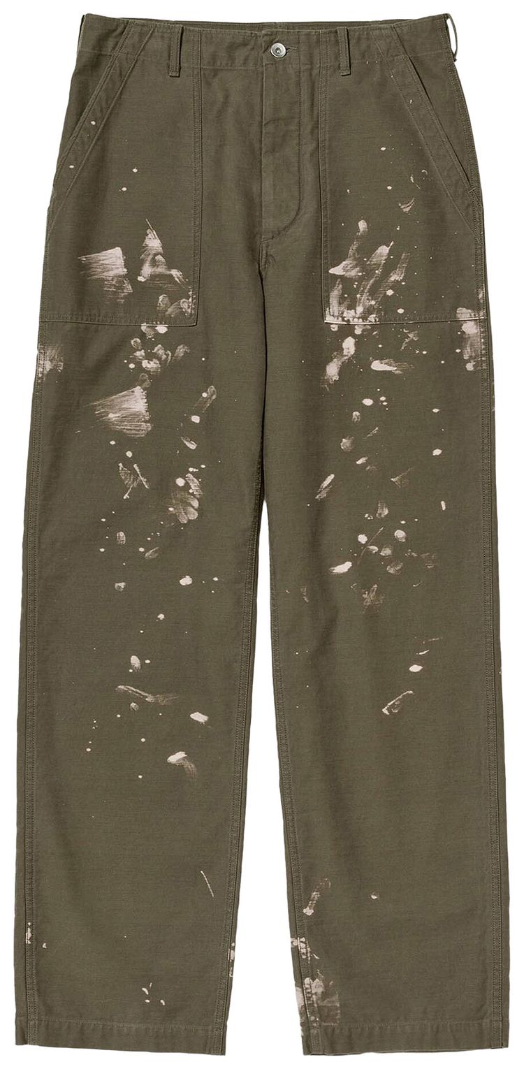 Auralee Washed Baggy Satin Bleached Baker Pants Khaki Brown