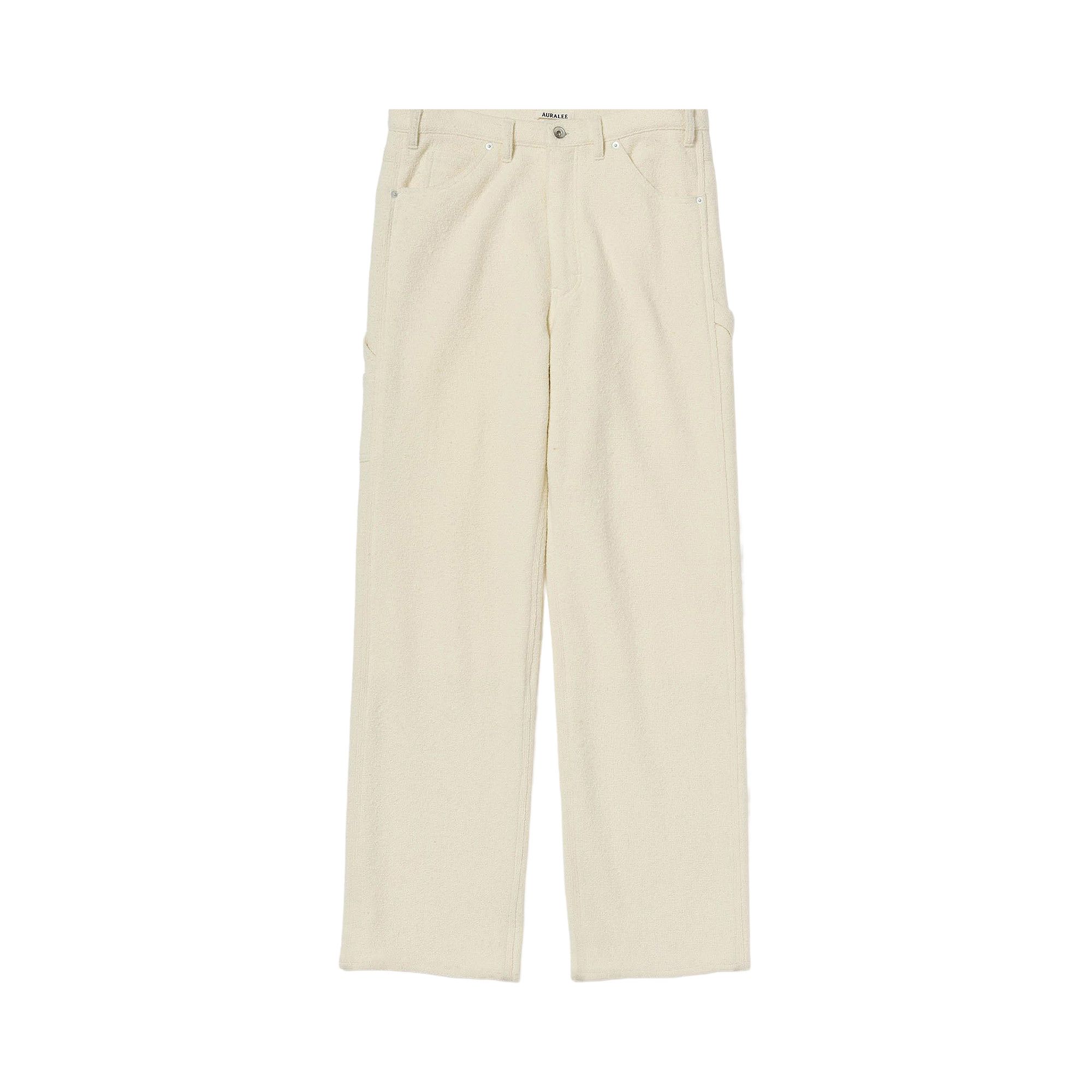 Buy Auralee Homespun Tweed Painter Pants 'Ivory White' - A25AP03HT