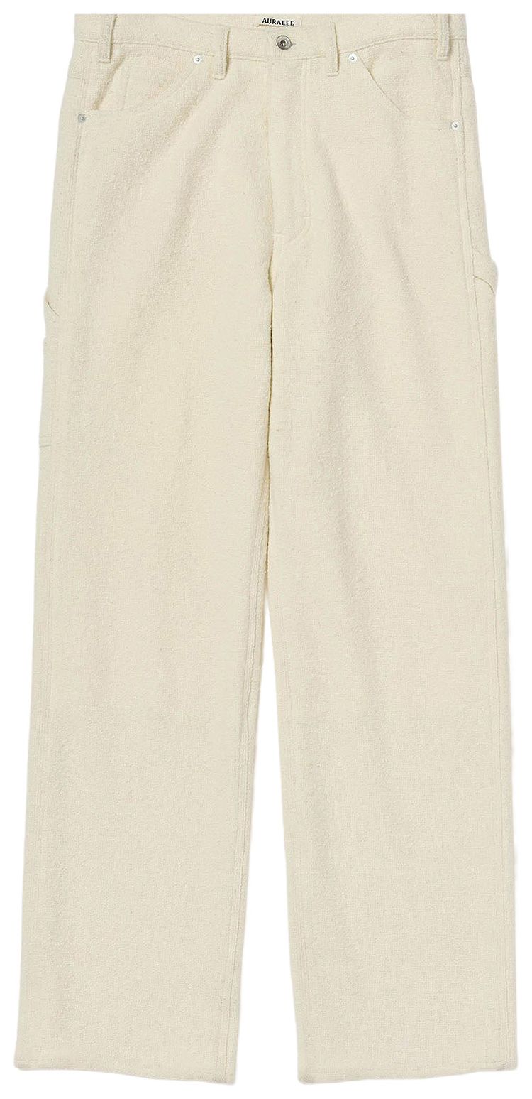 Auralee Homespun Tweed Painter Pants Ivory White