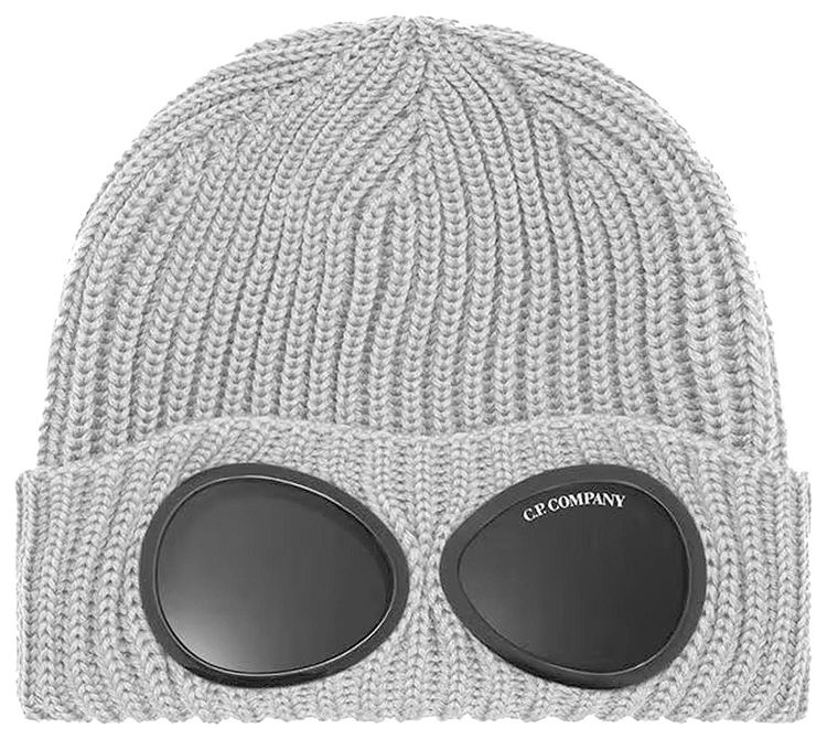 CP Company Knit Cap In Extrafine Merino Wool Moon Melange