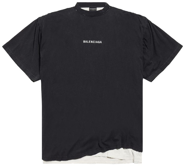 Balenciaga Double T Shirt Faded Washed Black