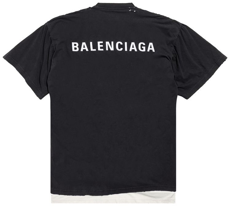 Balenciaga Double T Shirt Faded Washed Black