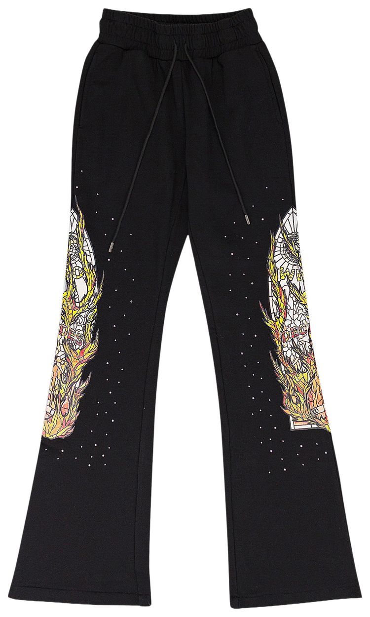 Who Decides War Flame Glass Sweatpants Black