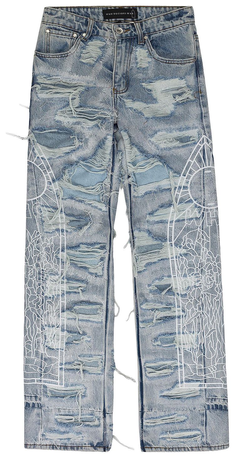 Who Decides War Distressed Straight Fit Jeans Blue