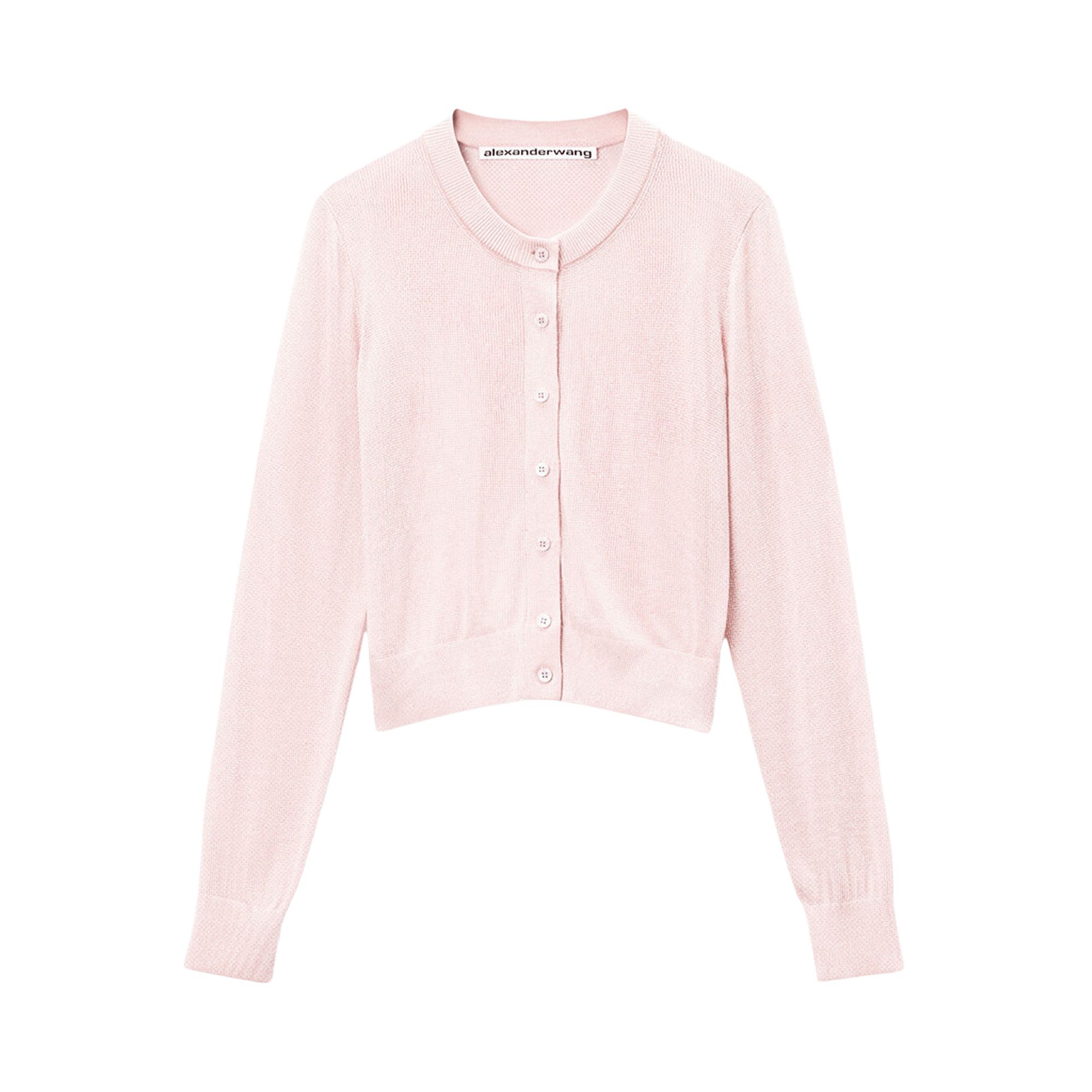 Buy Alexander Wang Cropped Crewneck Cardigan W/ Clear Bead Hotfix