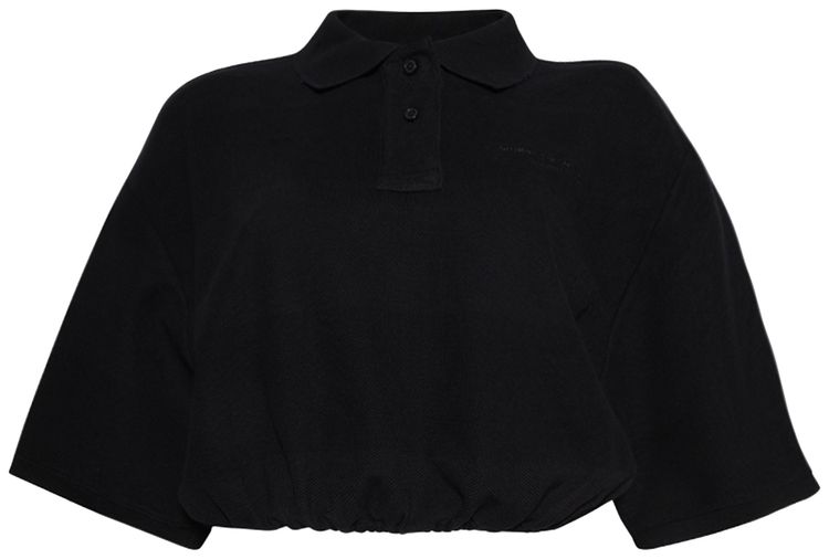 Alexander Wang Deconstructed Polo Shirt Black Overdyed Stripe