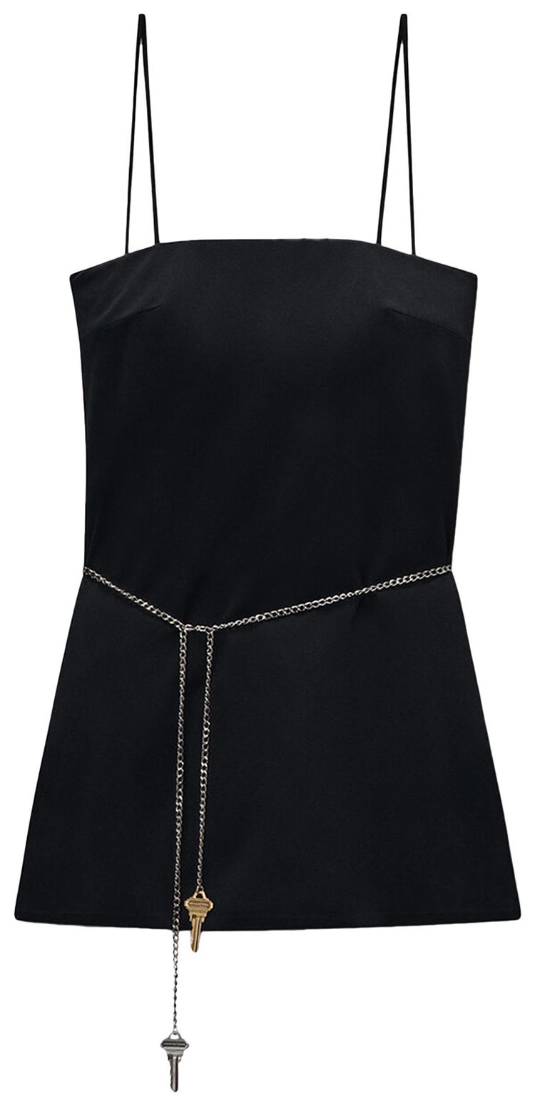 Alexander Wang Mini Dress W Built In Short And Waist Chain Black