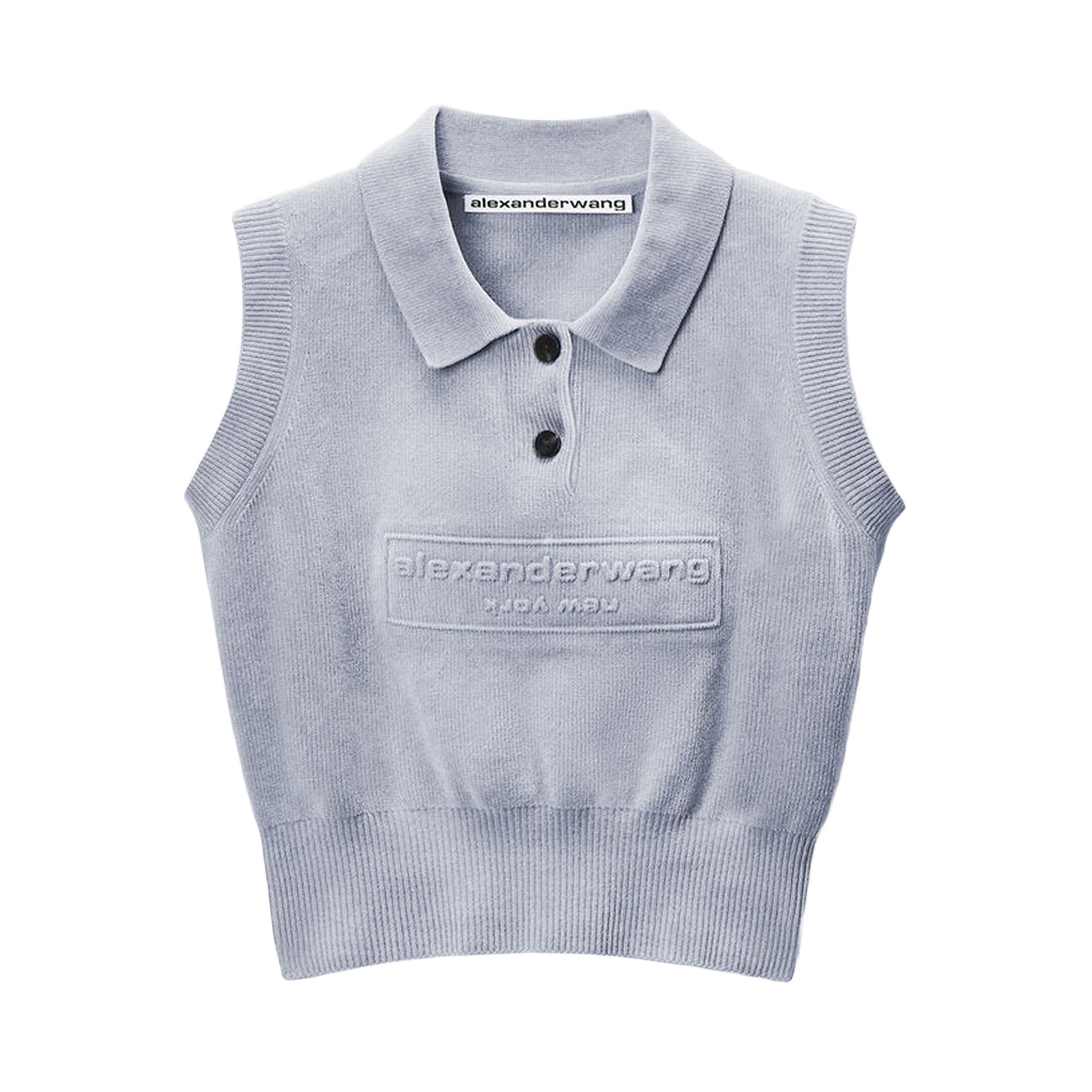 Buy Alexander Wang Polo Collar Vest W/ Embossed Logo 'Washed Grey
