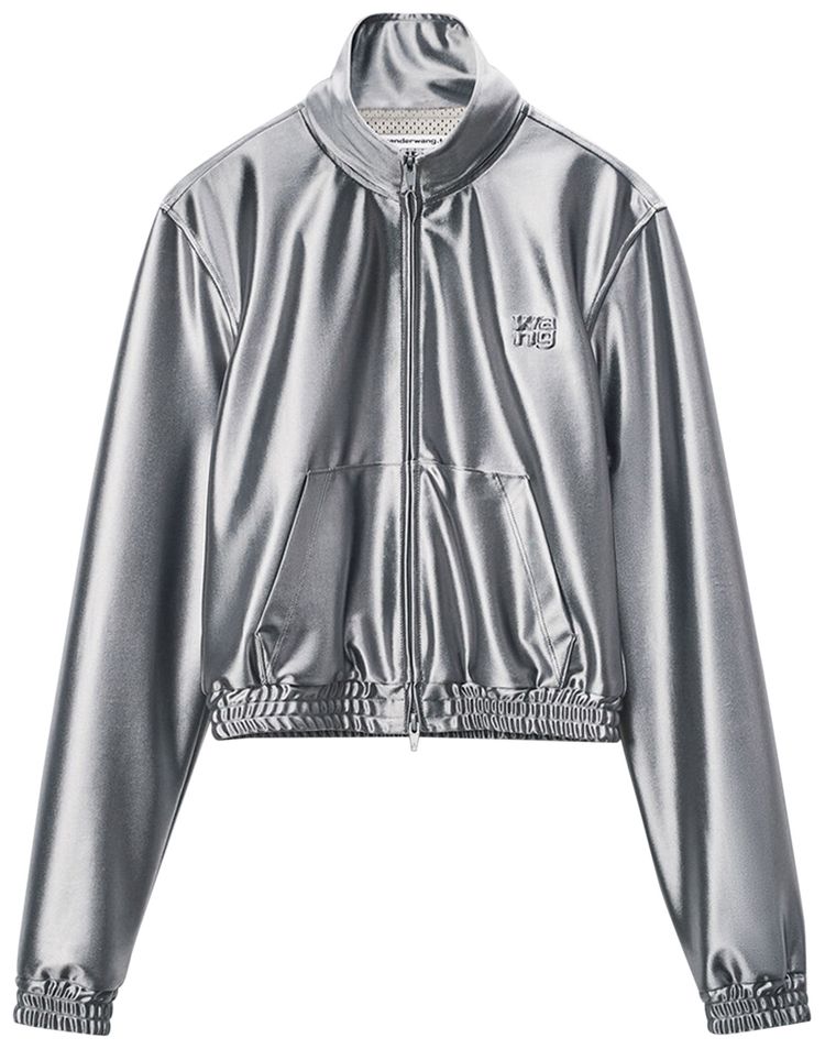 Alexander Wang Shrunken Zip Up Jacket Alloy