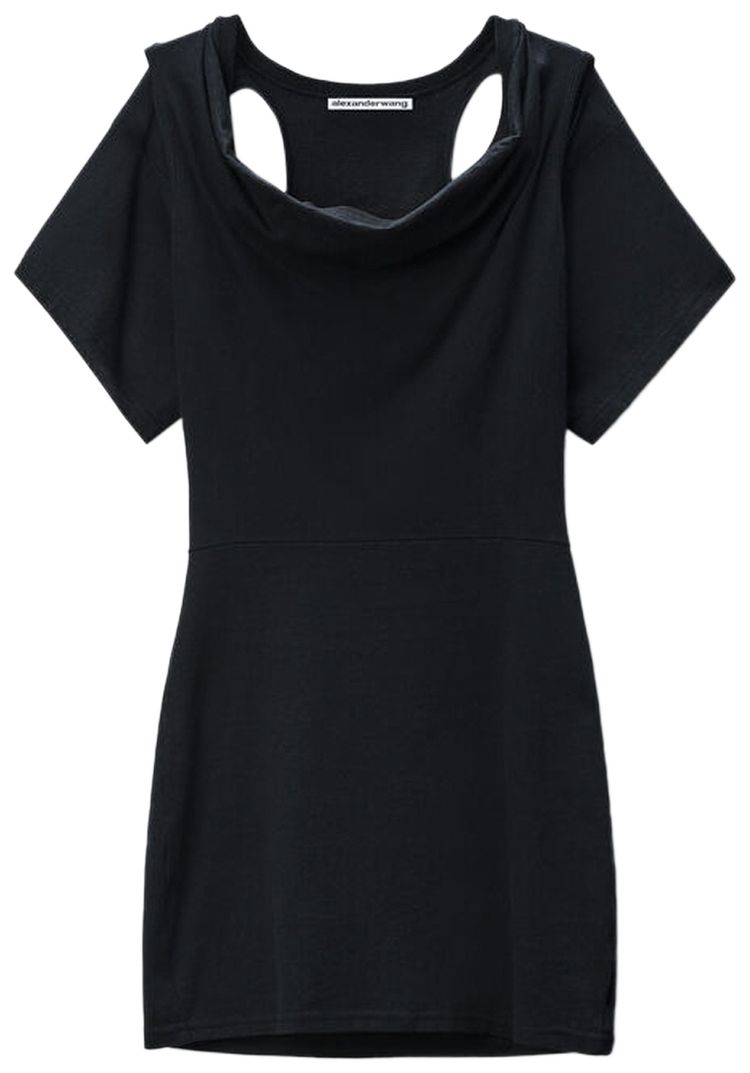 Alexander Wang Deconstructed Cowl Neck Mini Dress Black