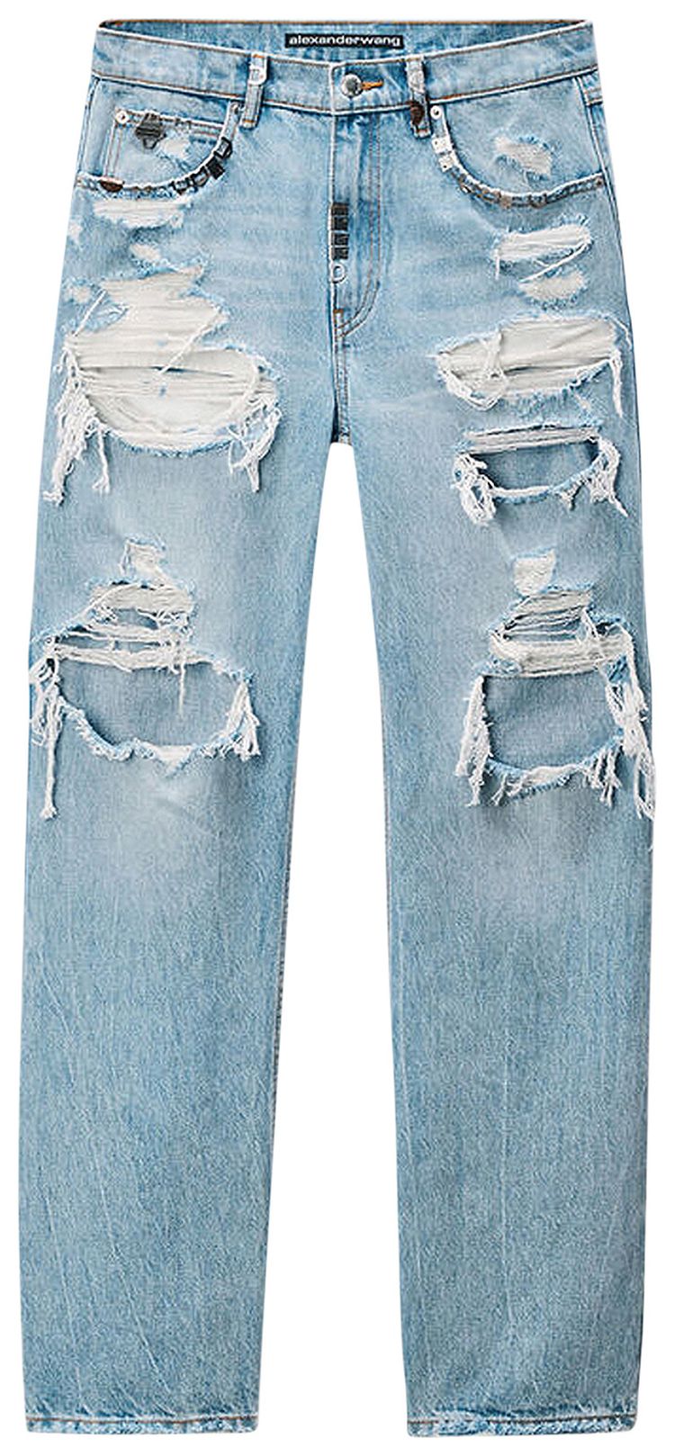 Alexander Wang Distressed Ez Mid Rise Jean W Hardware Light Powder Blue