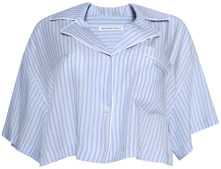 Alexander Wang Cropped Shirt Oxford Blue Multi