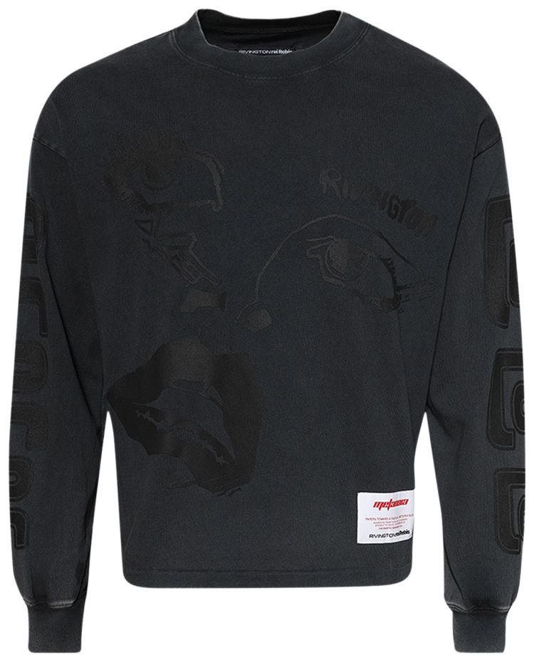 RIVINGTON roi Rebis Bad Eyes Garden Long Sleeve Tee Washed Black