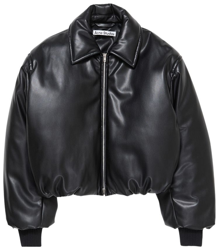 Acne Studios Faux Leather Bomber Jacket Black