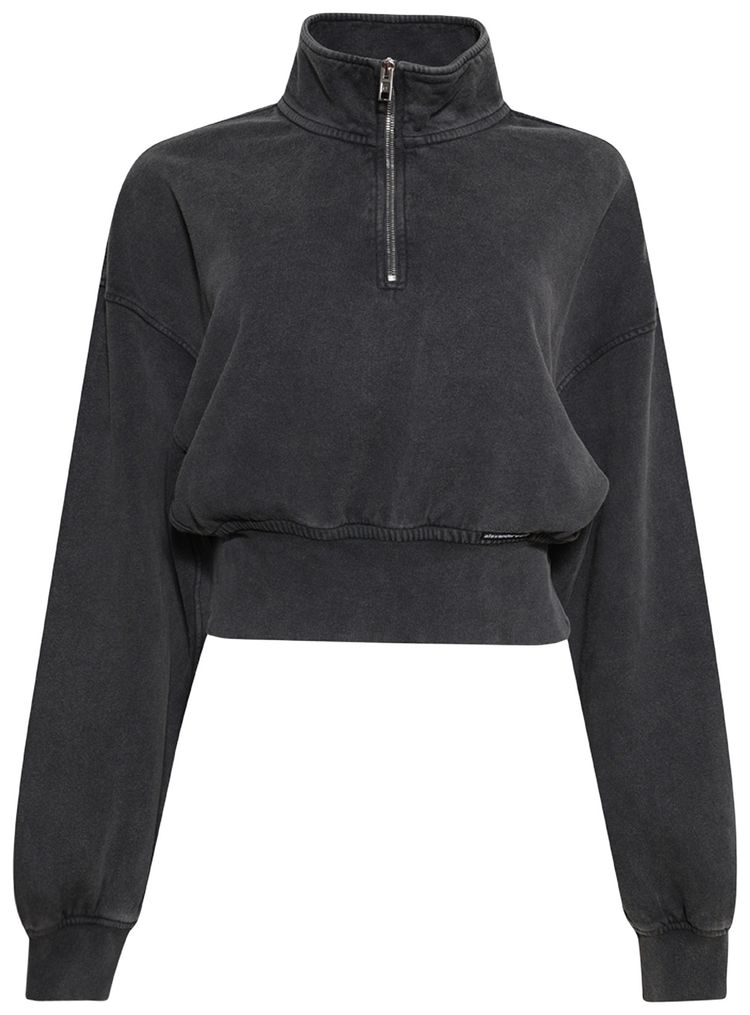 Alexander Wang Cropped Half Zip Pull Over Washed Asphalt