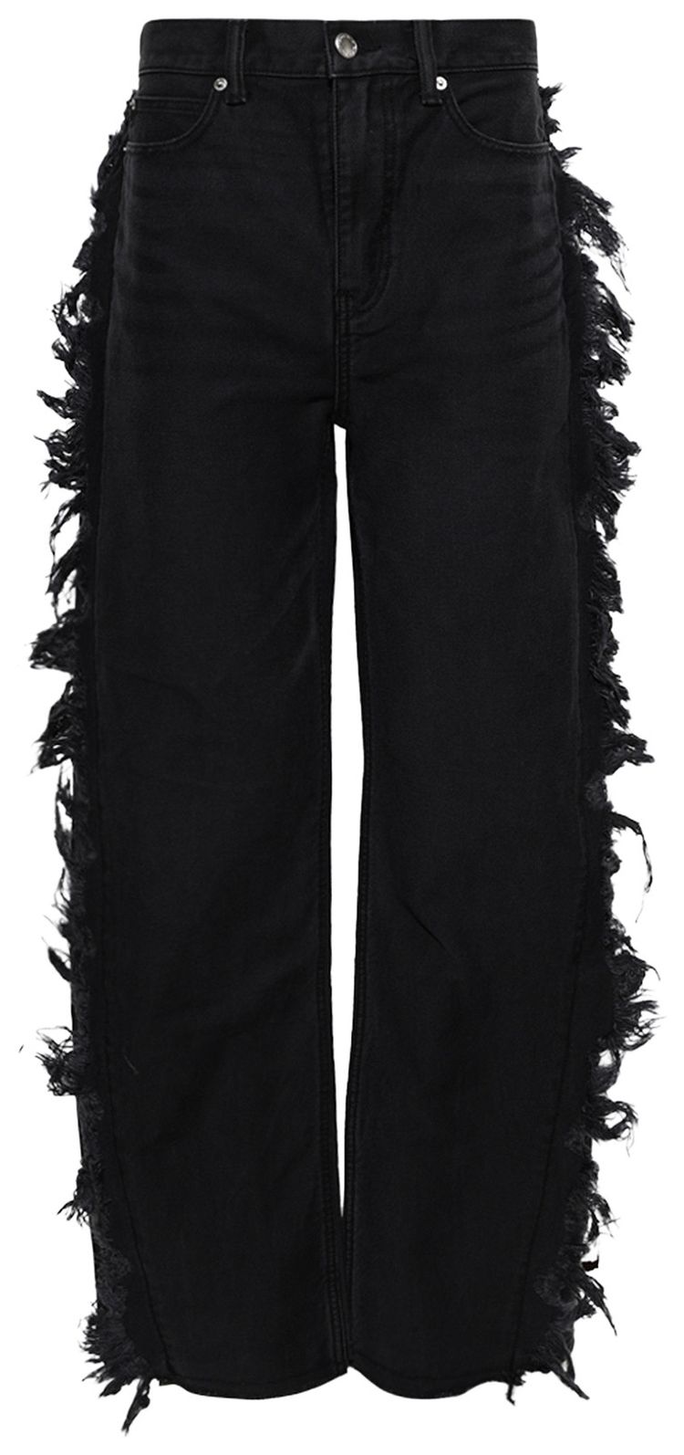 Alexander Wang Float Jean W Uneven Side Seam Fray Faded Black