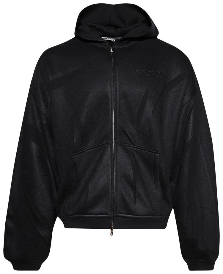 Alexander Wang Creased Zip Up Hoodie Black