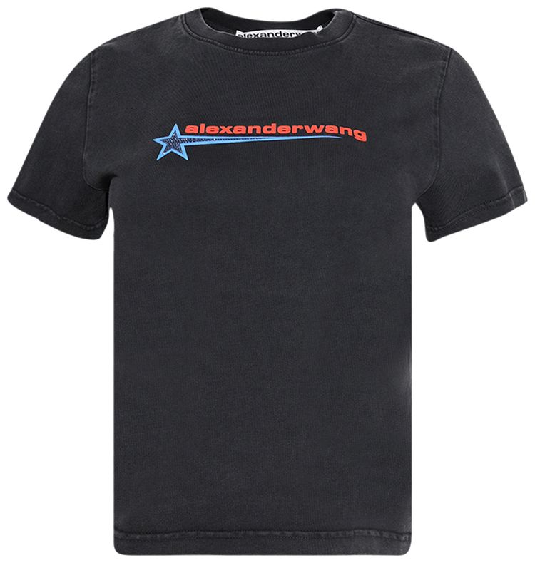 Alexander Wang Shrunken T Shirt W Graphic Washed Black