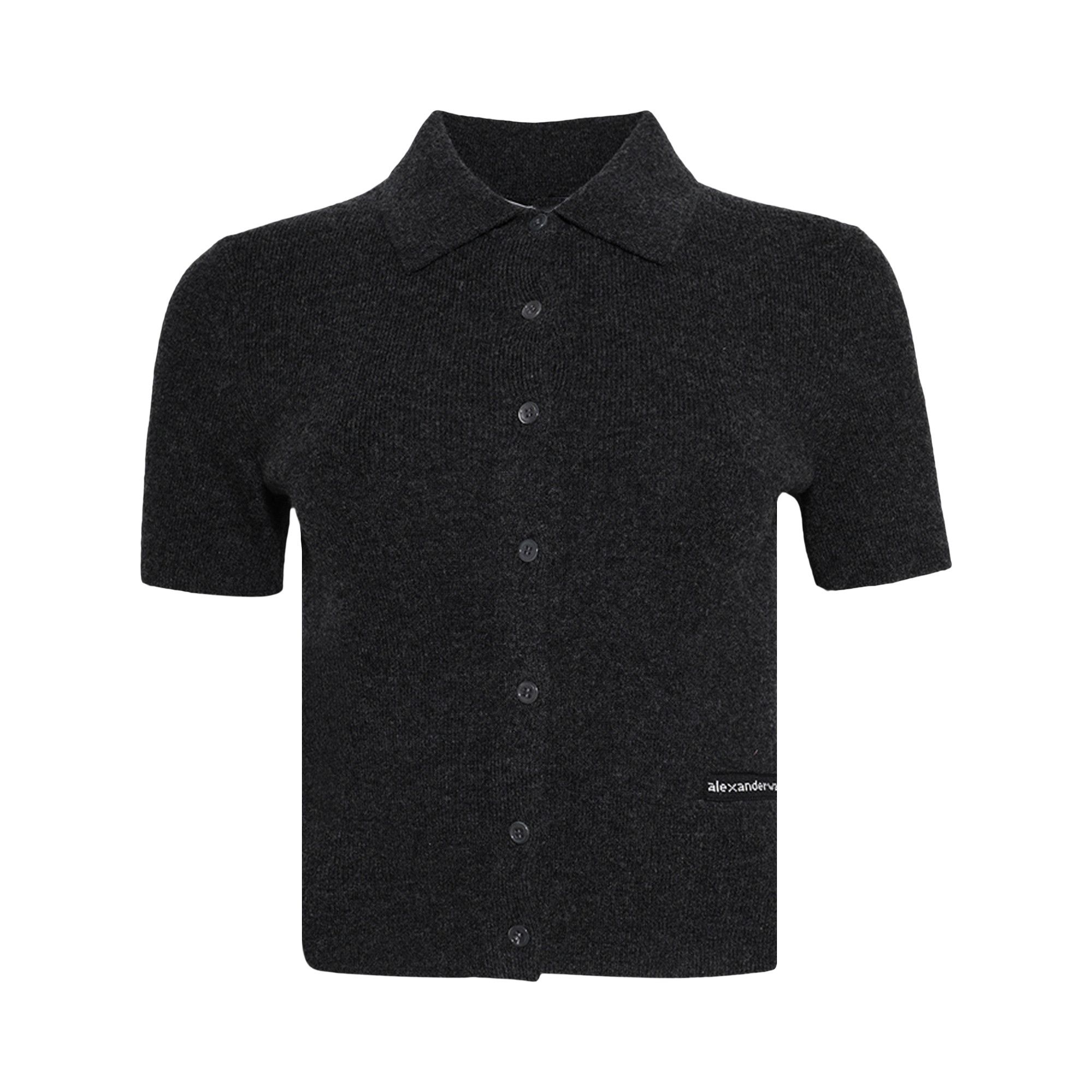 ALEXANDER WANG ポロシャツ カーディガン ブラックXS タグ付き Buy Alexander Wang Short-Sleeve Polo Cardigan W/ Knit Logo Patch