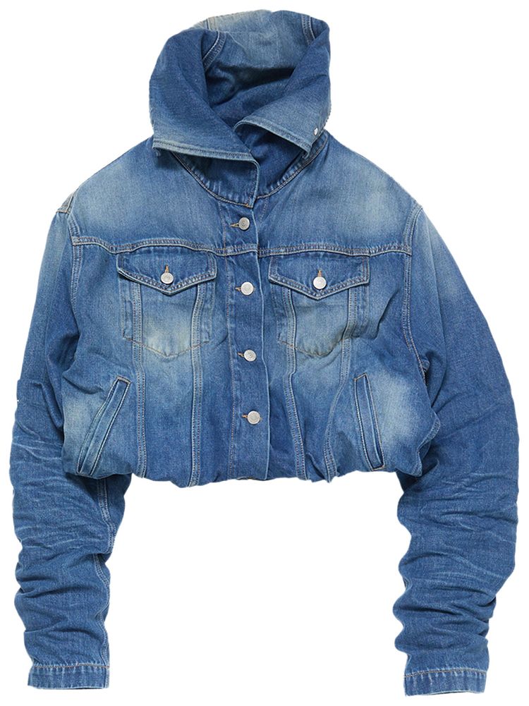 Acne Studios Crinkled Denim Jacket Mid Blue