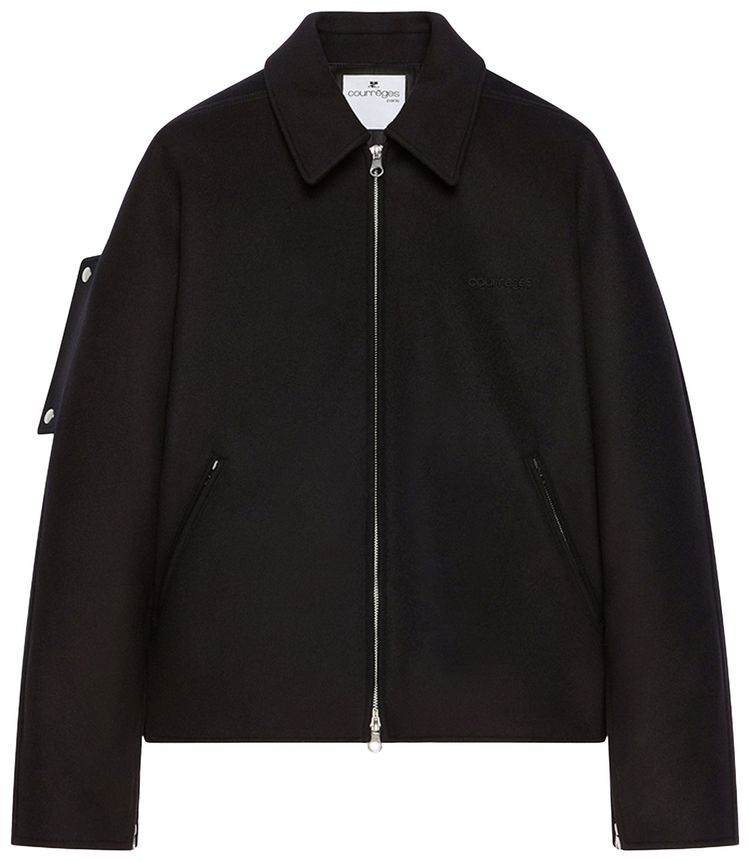 Courreges Embroidered Wool Bomber Jacket Black