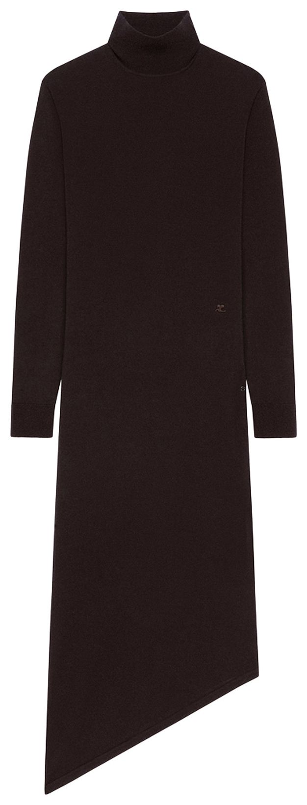 Courreges One Shoulder Wool Long Dress Chocolate