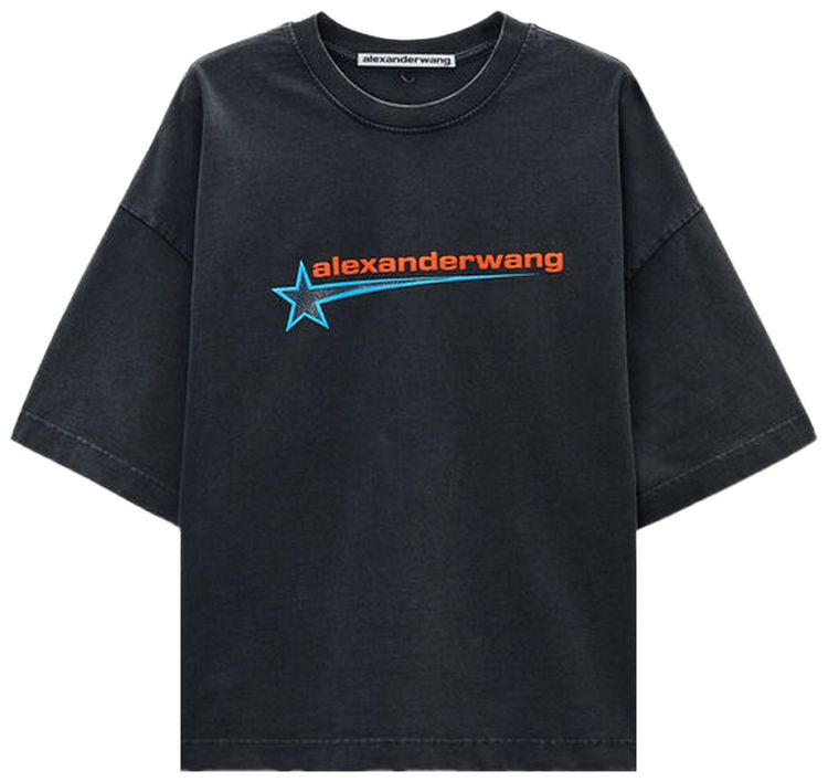 Alexander Wang Boxy Tee W Graphic Washed Black