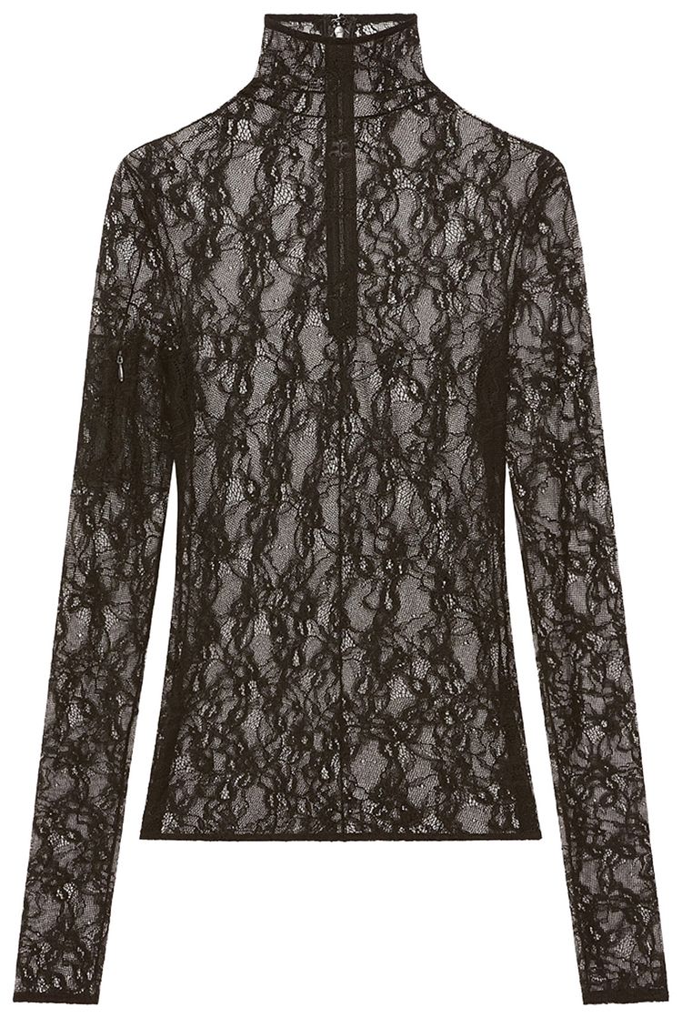 Courreges Lace Mockneck Top Black