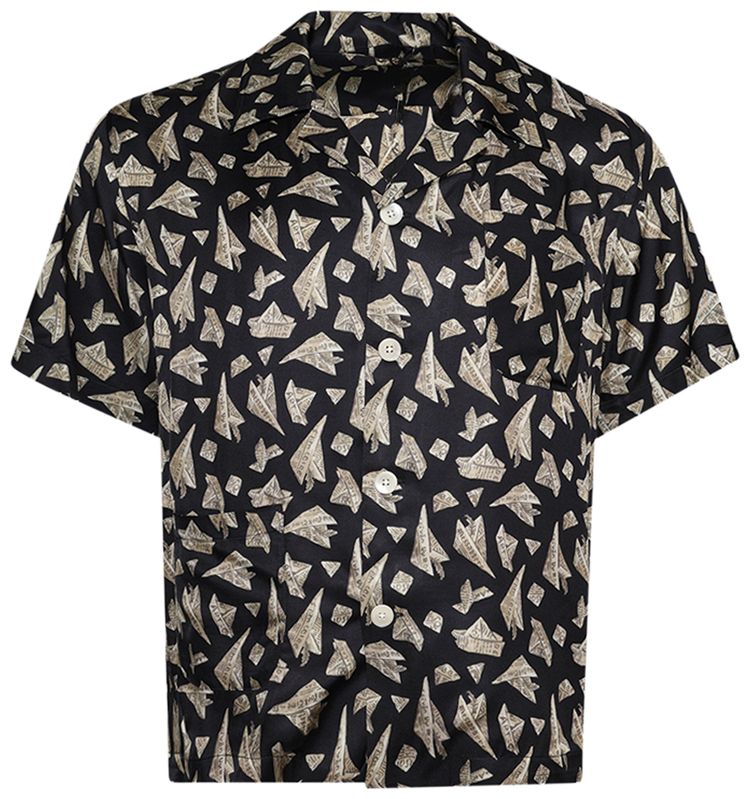 Bode Paper Hat Short Sleeve Shirt Black