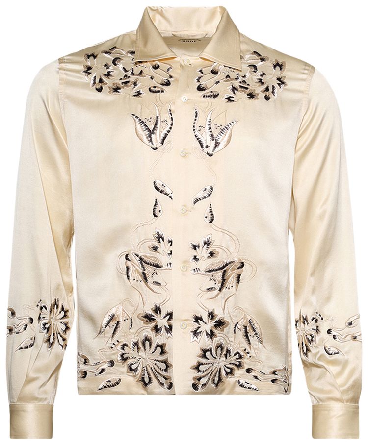 Bode Phantasm Long Sleeve Shirt Ecru