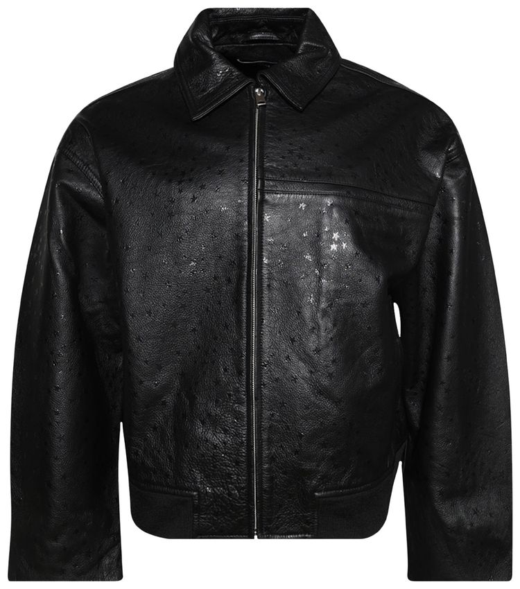 Nahmias Leather Star Oversized Bomber Black Leather