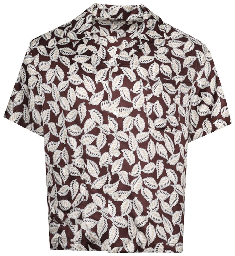 Bode Paper Birch Short Sleeve Shirt Brown White
