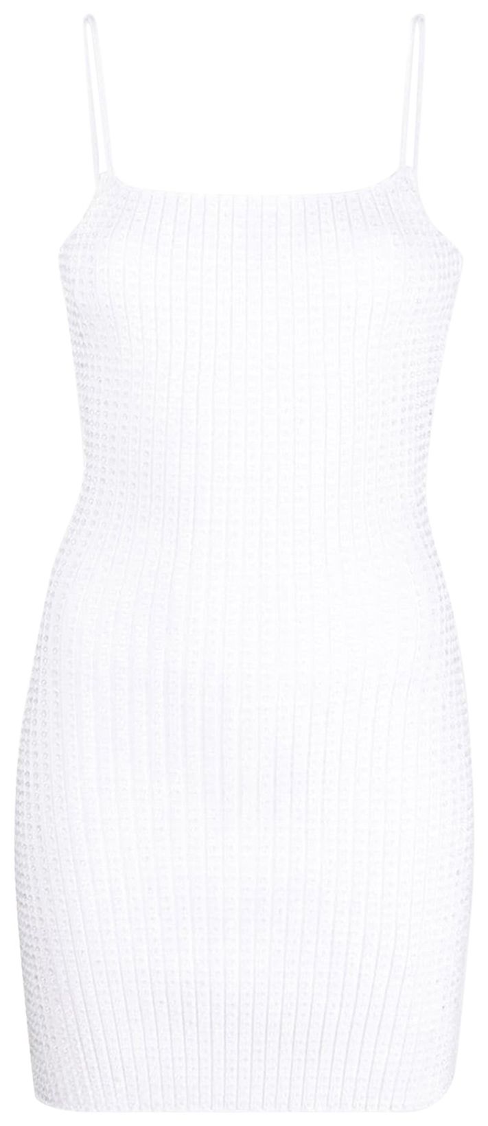 Alexander Wang Clear Crystal Rib Mini Dress White