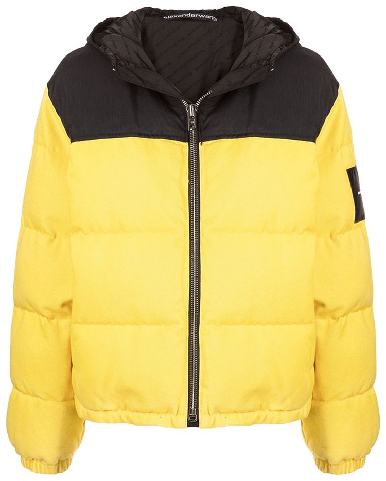 Alexander Wang Colorblock Hooded Puffer Jacket Yellow
