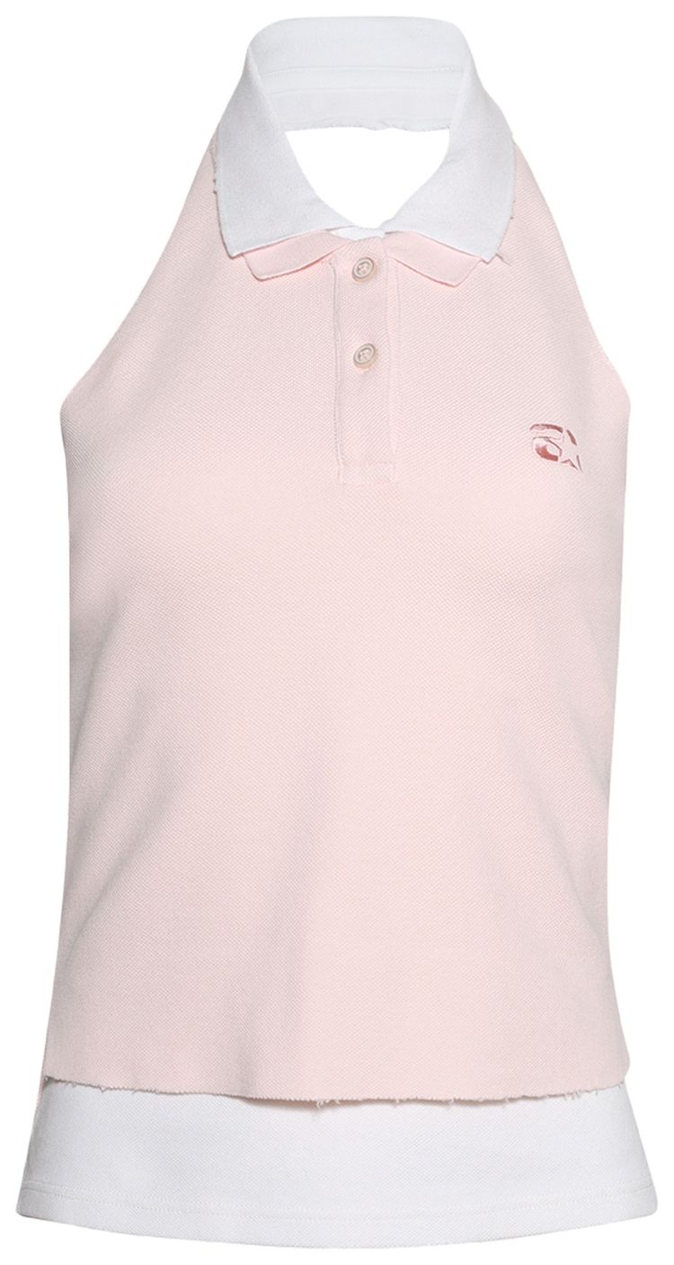 Alexander Wang Layered Polo Mini Halter Top Barely PinkWhite