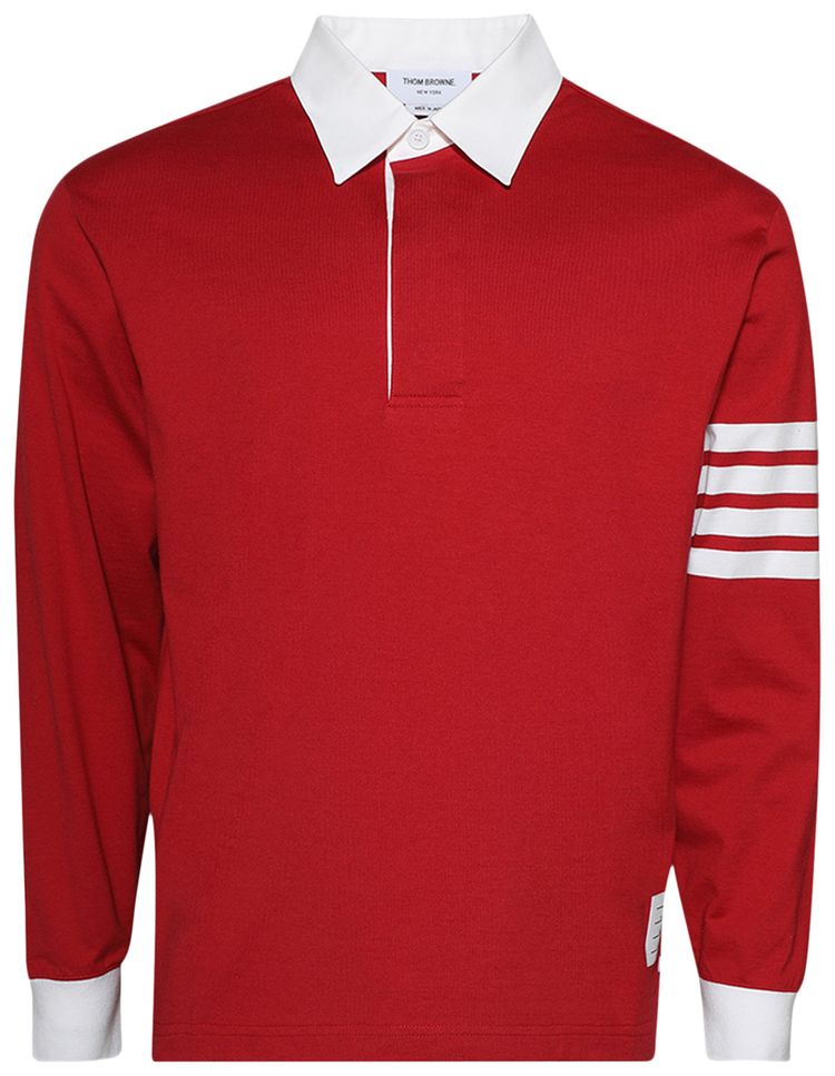 Thom Browne Oversized Long Sleeve Rugby Polo Red