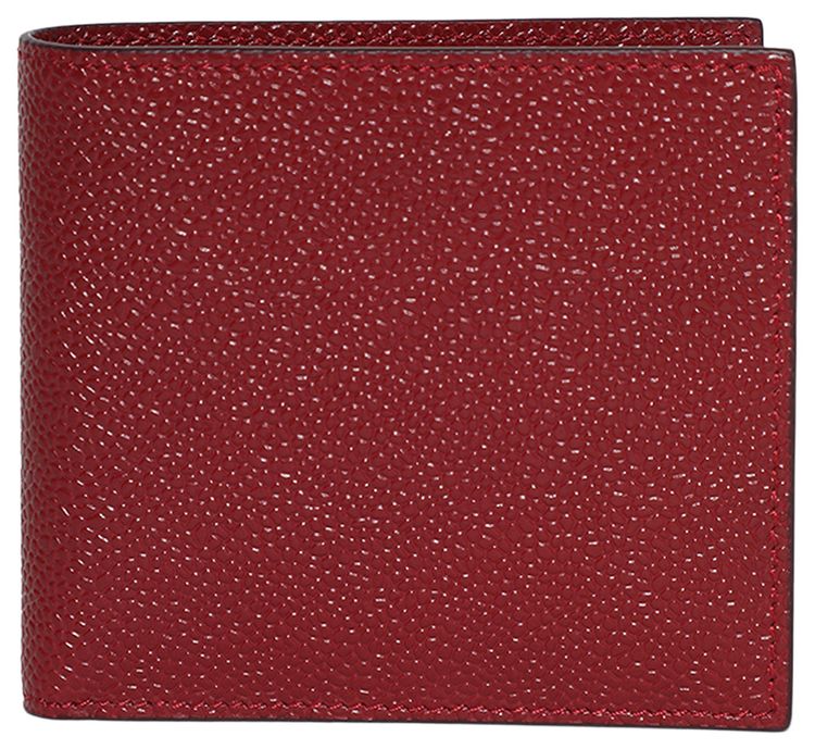 Thom Browne Billfold In Pebble Grain Leather Burgundy