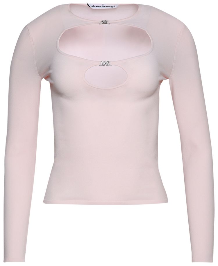 Alexander Wang Crewneck Long Sleeve Top W Integral Cut Out Detail Blushing Bride