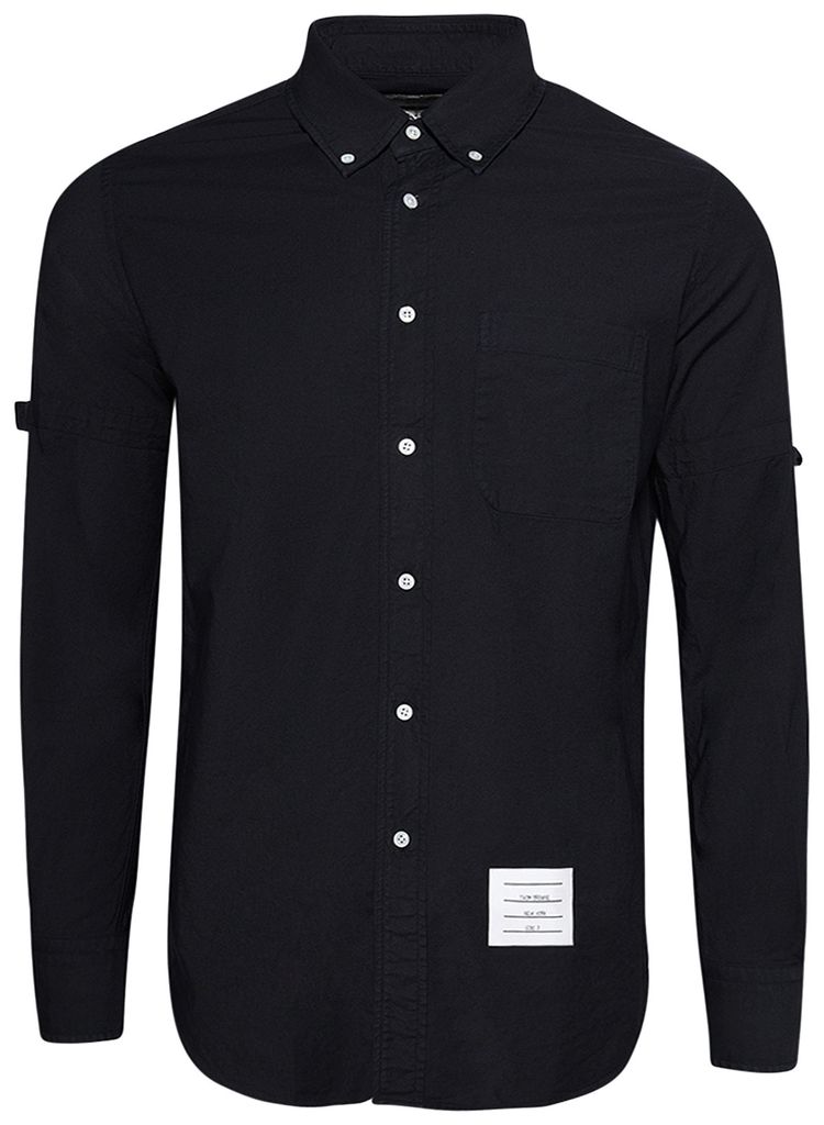 Thom Browne Straight Fit Long Sleeve Broad Shirt Navy