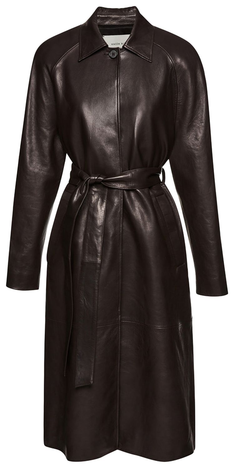 Magda Butrym Leather Coat Brown