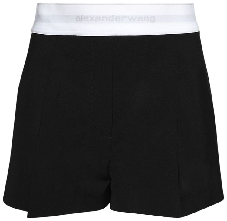 Alexander Wang High Waisted Pleated Short W Logo Elastic Black