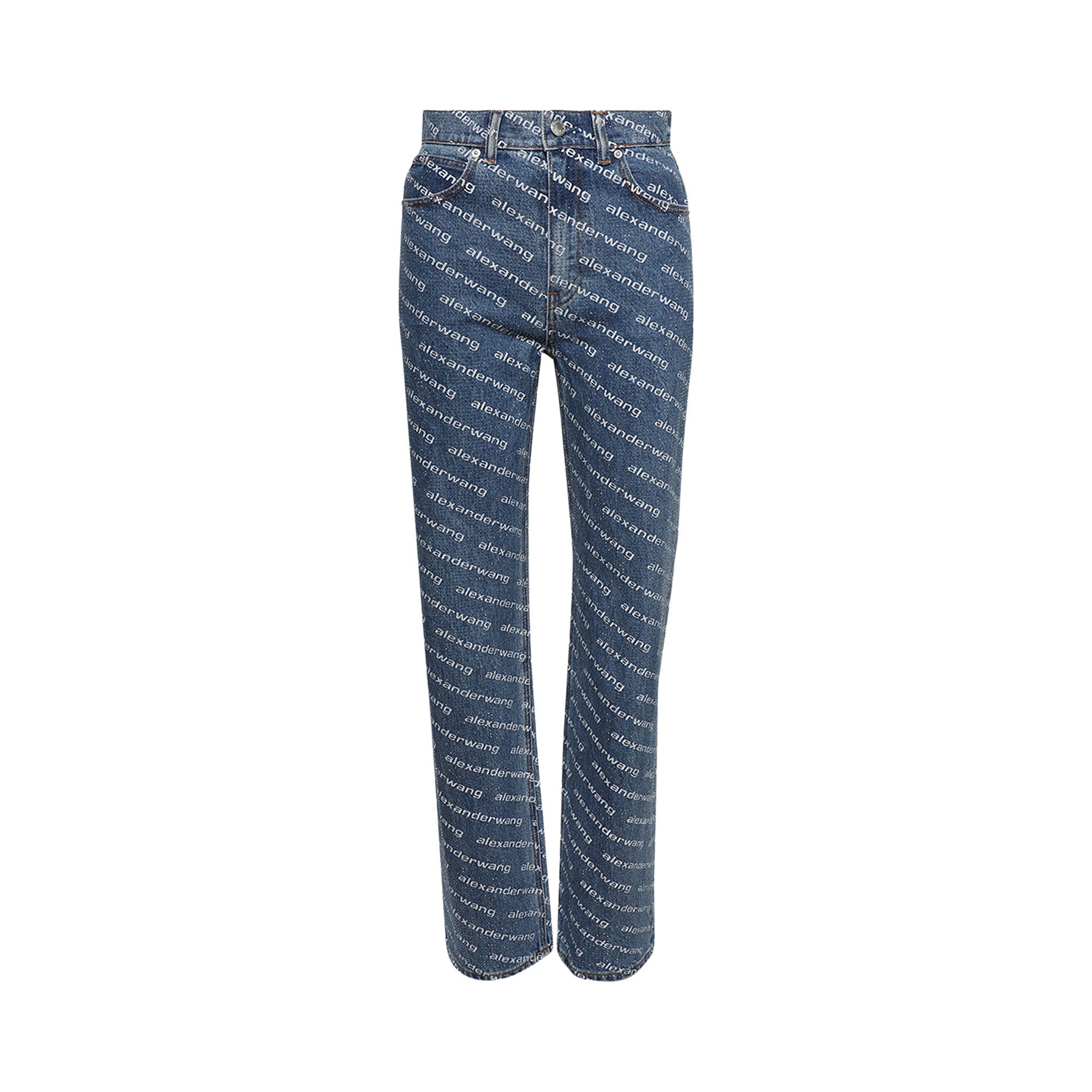 Buy Alexander Wang Ez Logo Crystal Jeans 'Deep Blue/White