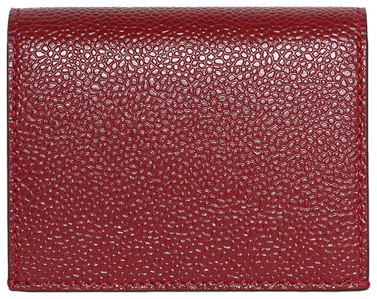 Thom Browne Double Card Holder In Pebble Grain Leather Burgundy