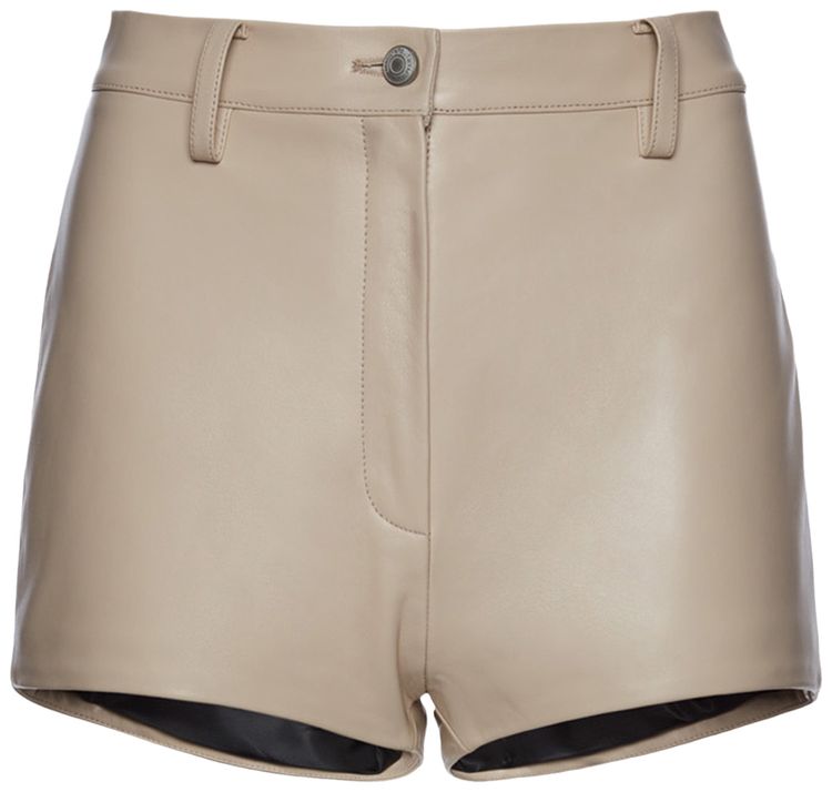 Magda Butrym Leather Shorts Beige