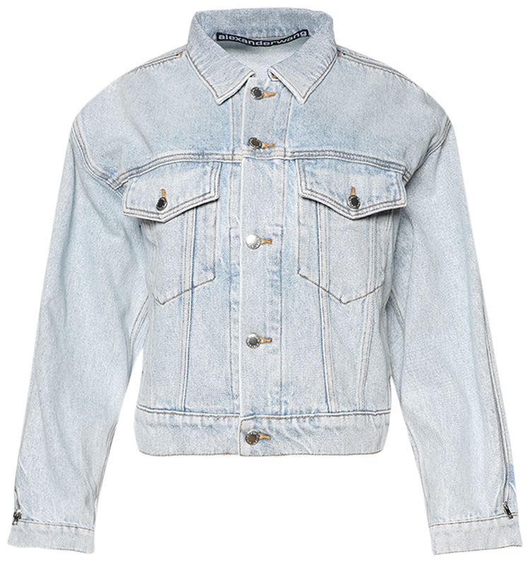Alexander Wang Zipped Sleeve Rounded Trucker Jacket Bleach